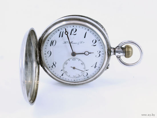 Часы карманные двух крышечные Генри Мозер (Henry Mozer &K). Серебро 84