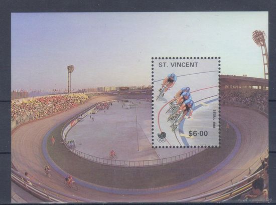 [831] Сент Винсент 1988. Спорт.Олимпиада.Велосипед. БЛОК  MNH