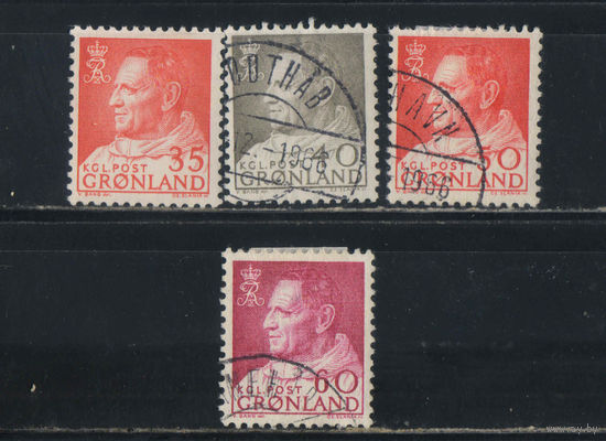 Дания Гренландия автономия 1963-8 Фредерик IX Стандарт #53,54,65,69