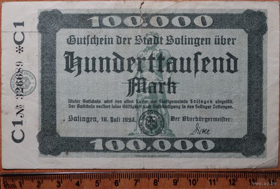 100000 марок 1923г. Золинген