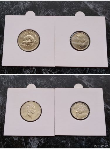 Распродажа с 1 рубля!!! Канада 2 монеты (5, 10 центов) (125 лет Конфедерации Канада) 1992 г. UNC
