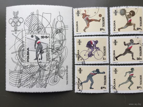 Польша 1976 год. XXI Олимпийские игры в Монреале (серия из 6 марок + блок)