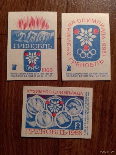 Спичечные этикетки ф.Гомель. 10-ая зимняя олимпиада.Гренобль.1968 год