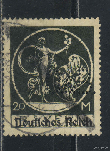 Германия Респ 1920 Надп на марках Баварии Перфин #138II