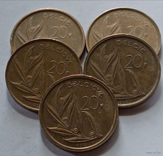 Бельгия. 20 франков 1980 года.