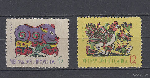 Фауна. Рисунки. Вьетнам. 1962. 2 марки (полная серия). Michel N 192-193 (9,0 е).
