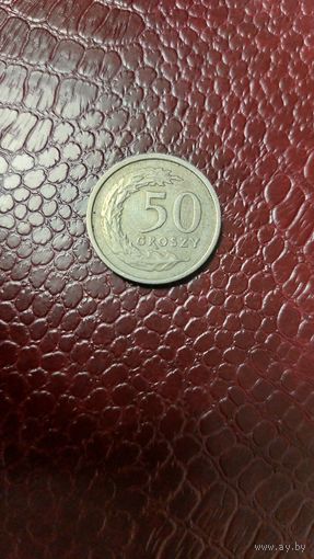 Монета 50 грошей 1992г. Польша.