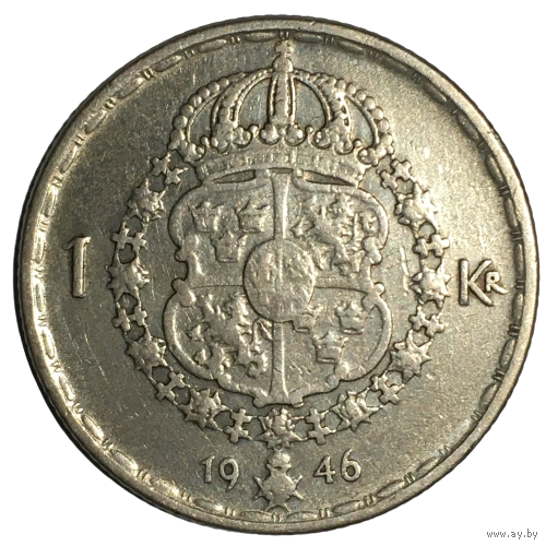Швеция 1 крона, 1946 (серебро)