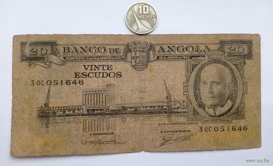 Werty71 Ангола 20 эскудо 1962 банкнота