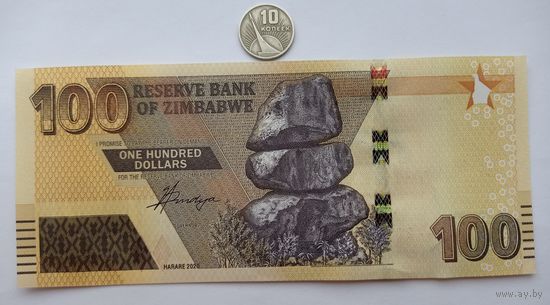 Werty71 Зимбабве 100 долларов 2020 UNC банкнота