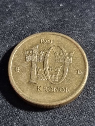 Швеция 10 крон 1991
