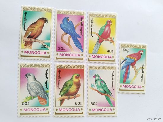 Монголия  1990 7м попугаи