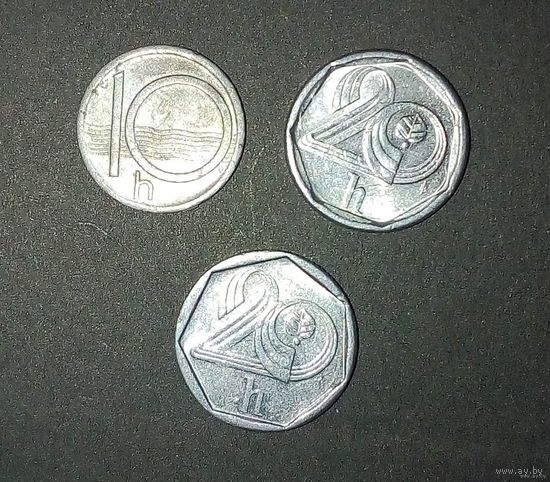 Распродажа!! Монеты Чехии-10(1993)-20-(1994.1996). геллеров. С 0.55 рубля!!