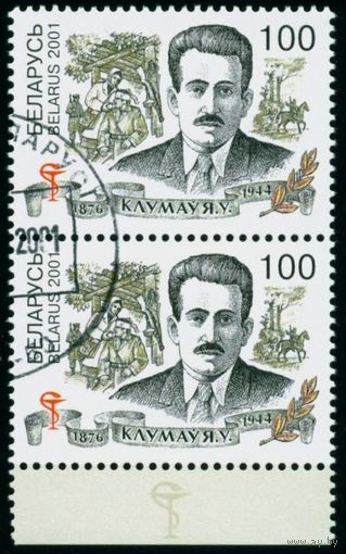 125 лет со дня рождения Е.В. Клумова Беларусь 2001 год (449) сцепка из 2-х марок