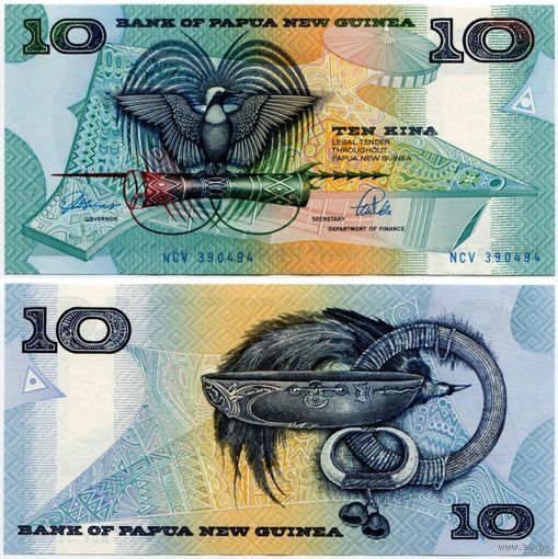 Папуа-Новая Гвинея. 10 кина (образца 1988 года, P9b, UNC)