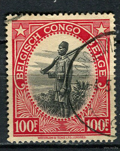 Бельгийское Конго - 1942/1943 - Солдат 100Fr - [Mi.206] - 1 марка. Гашеная.  (Лот 42EV)-T25P1