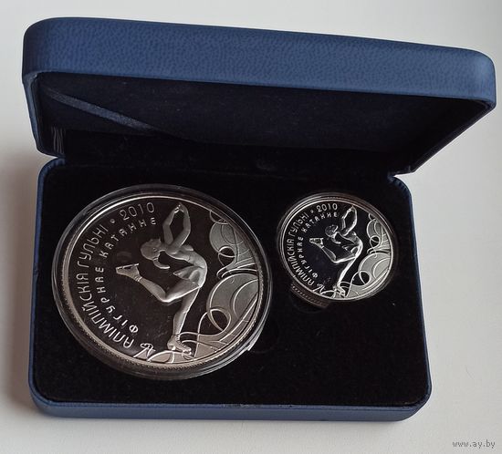 Олимпийские игры 2010 года. Фигурное катание, подарочный набор из 2-х монет в футляре