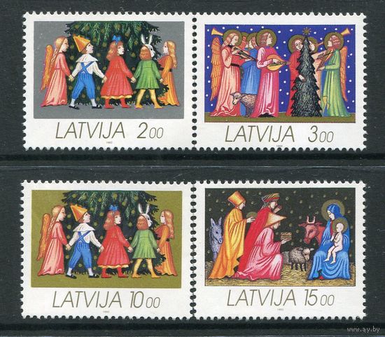 Латвия 1992 год Рождество и Новый Год чистая серия  4 марки**.