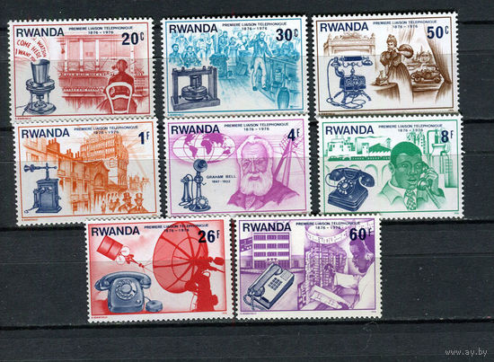 Руанда - 1976 - Столетие первого телефонного звонка  - [Mi. 807-814] - полная серия - 8 марок. MNH.  (Лот 109CM)