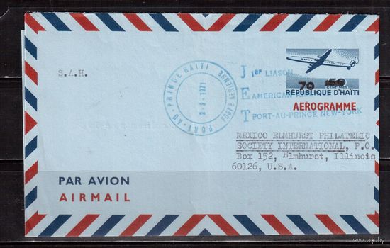 Гаити-1971 , Письмо, Аэрограмма, Авиация, Самолет,Надп.(2)