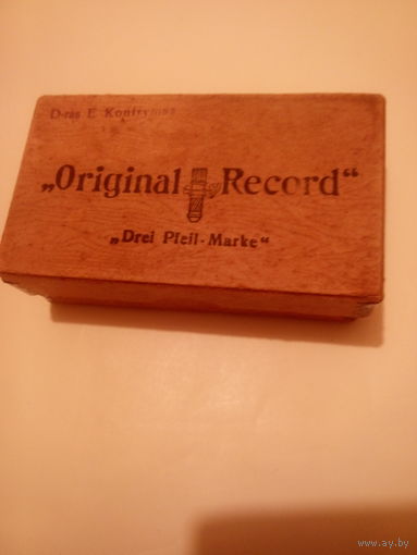 Винтажная картонная упаковка от шприца "Original Record" "Drei Pfeil-Marke".Начало XX-го века.
