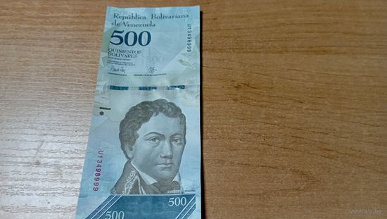 500 боливаров  2017 года Венесуэлы с рубля 3498999 шикарный номер!