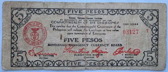 Филиппины 5 песо 1944 г.