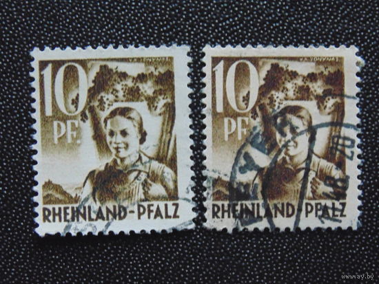 Германия 1947 г. Французская зона оккупации Рейнланд-Пфальц. / только правая марка. /