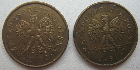 Польша 2 гроша 1991, 2000 гг. Цена за 1 шт.