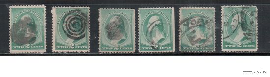 США-1887, (Мих.54), гаш.  , Стандарт, Президенты, Вашингтон, 6 марок-разл. гашения