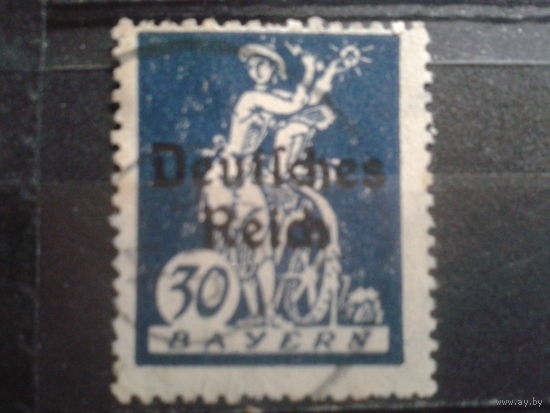 Германия 1920 Надпечатка на марке Баварии 30 пф Михель-2,0 евро гаш