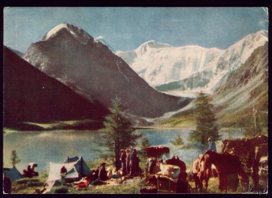 Горный Алтай 1961 Привал туристов у Белухи