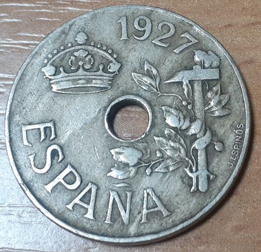 Испания 25 сентимо, 1927 (15-1-8)