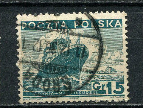 Польша - 1935/1937 - Флот 15Gr - [Mi.303] - 1 марка. Гашеная.  (Лот 48EO)-T7P9