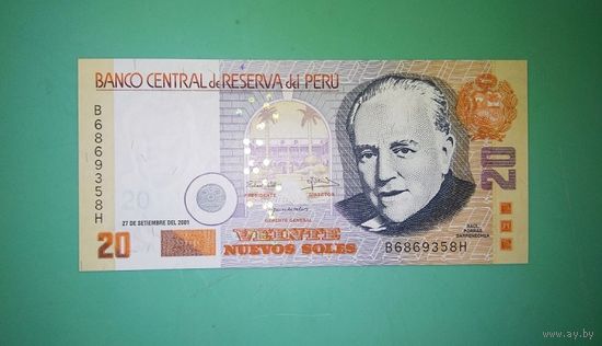 Банкнота 20 солей Перу 2001 г.