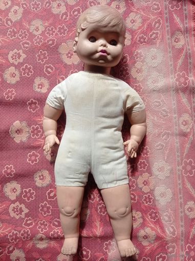 Большая кукла СССР Андрюша, кукла мягконабивная советская.