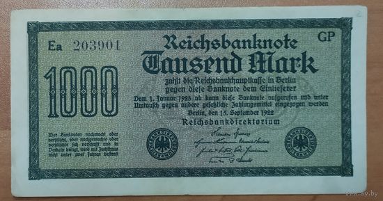 1000 марок 1922 года - Германия (Ro.75k)