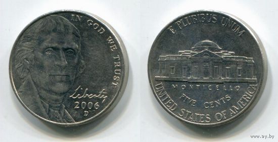 США. 5 центов (2006, буква D, XF)