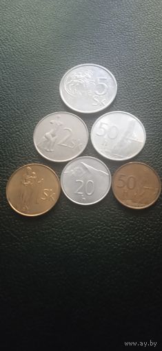 Словакия 6 монет одним лотом