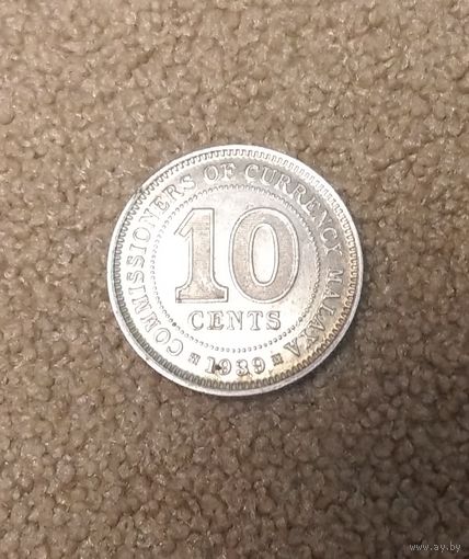 Малайя 10 центов 1939 Серебро Георг VI