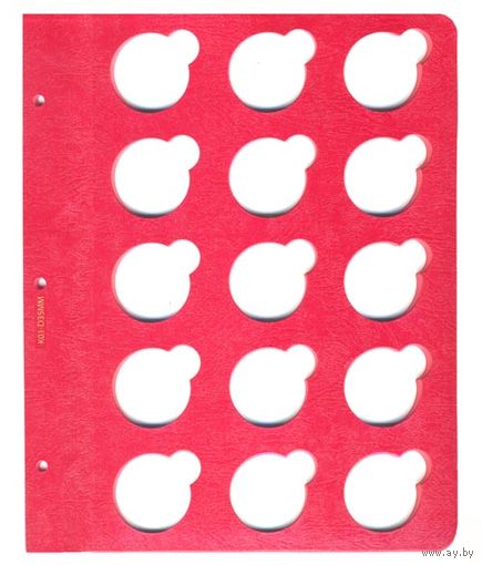 Лист для монет в капсулах (красный). Диаметр ячейки - 35 мм. /976653/