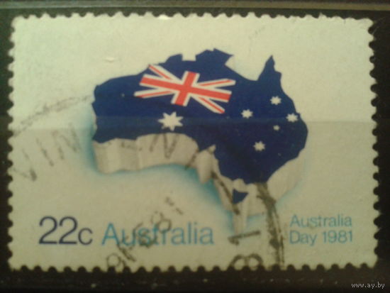 Австралия 1981 Флаг на фоне континента