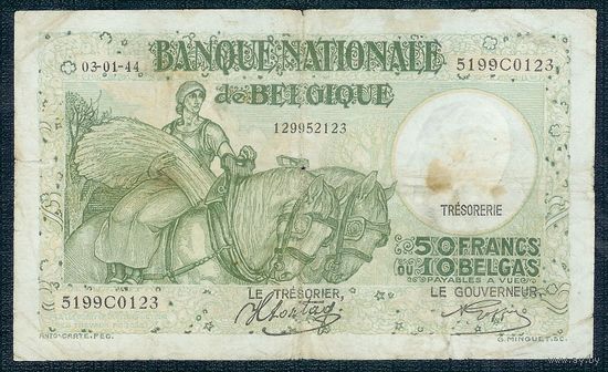 Бельгия 50 франков 1944 год.