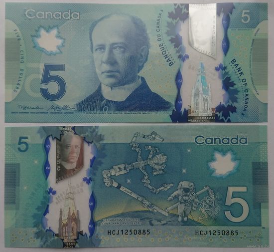 Канада. 5 долларов (образца 2013 года, P106b, UNC)
