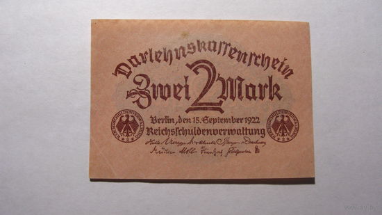 Германия Ro74 . 2 марки 1922 г.