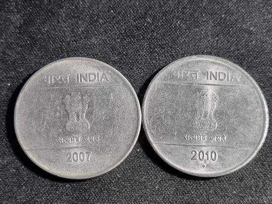Индия 2 рупии 2007,2010 лот 2 шт