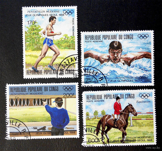 Конго 1988 г. Олимпиада. Сеул. Южная Корея. Спорт, полная серия из 4 марок #0049-С1P9