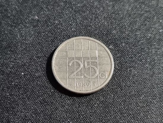 Нидерланды 25 центов 1989