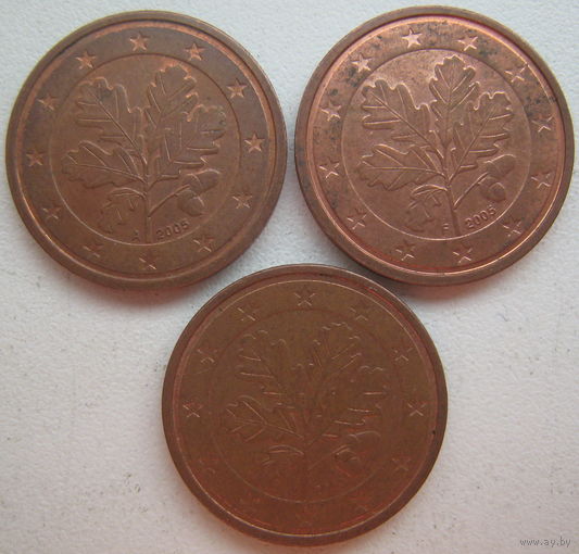 Германия 2 евроцента 2005 г. (A) (D) (F) (G) (J). Цена за 1 шт.