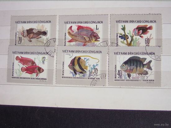 Марки - рыбы, фауна, Вьетнам 1976